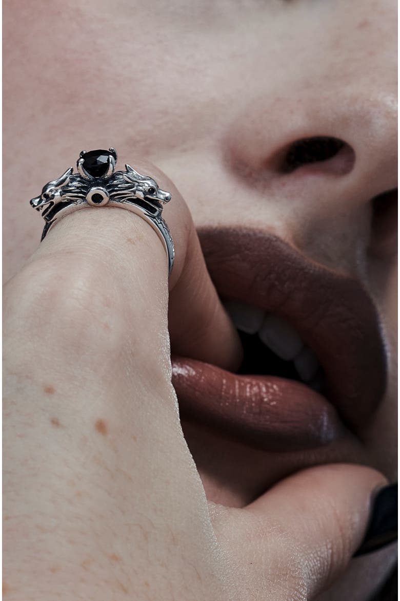 Querida Sterling Silver Dragon Ring, Alternate, color, Silver