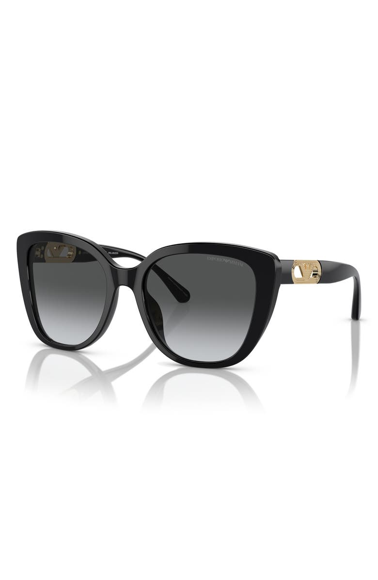 Emporio Armani 54mm Butterfly Sunglasses, Alternate, color, Black / Polar Grey Gradient