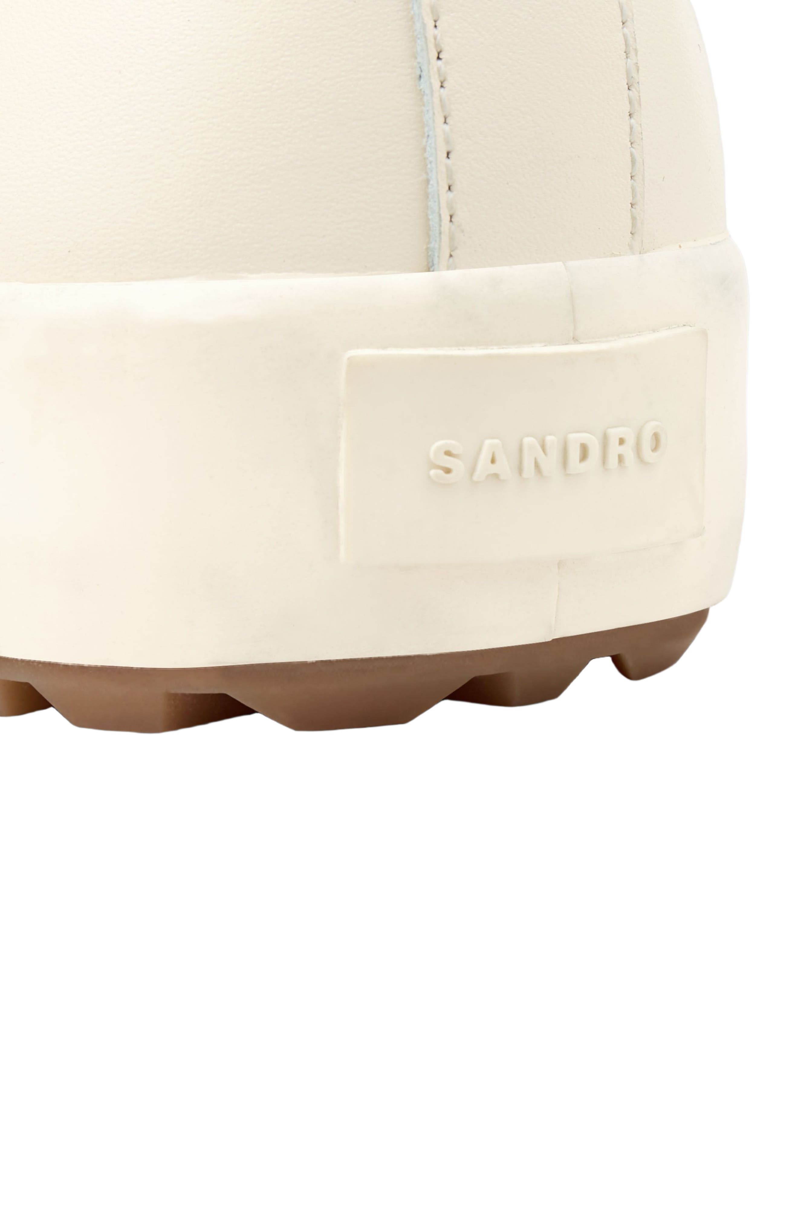 SANDRO Low-top split leather trainers, Alternate, color, Off White