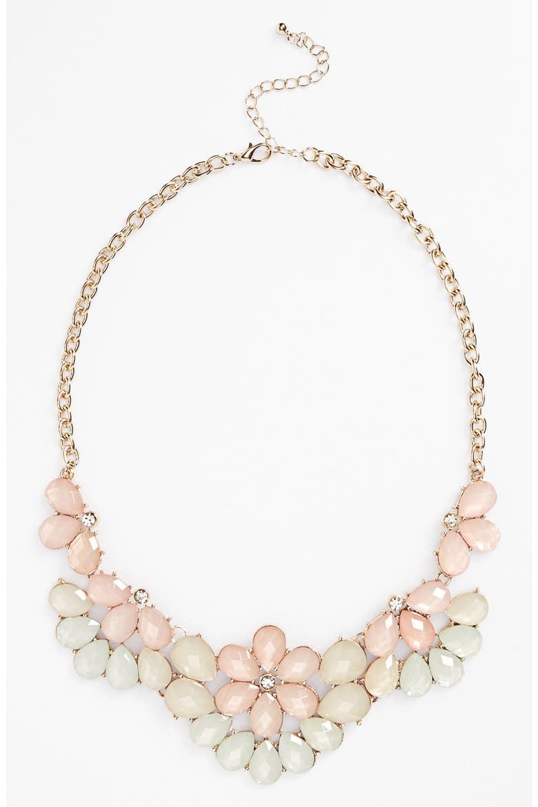 Teardrop Floral Statement Necklace, Main, color, MINT