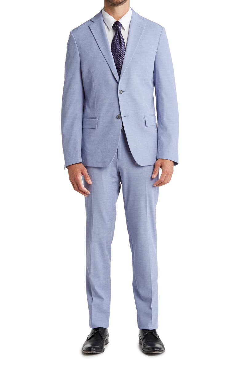 Calvin Klein Martelli Blue Heathered Two-Button Notch Lapel Suit, Main, color, 