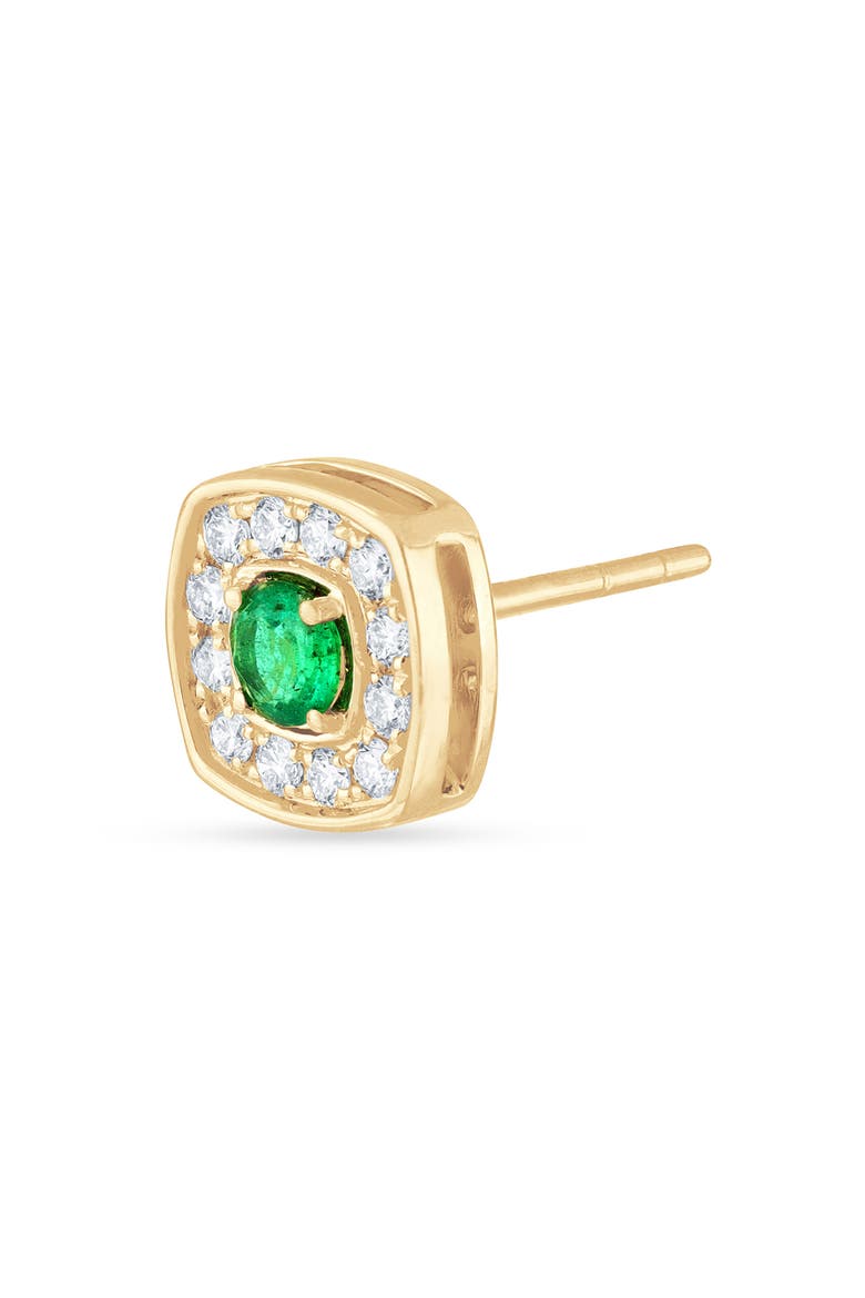 El Mar 18k Gold Emerald and Diamond Stud Earrings, Alternate, color, YELLOW