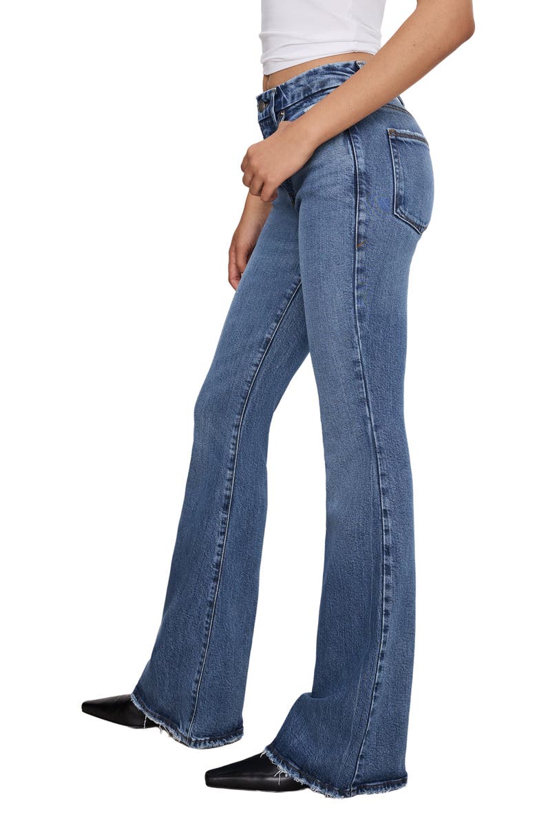 Good American Good Legs Raw Hem Flare Jeans, Alternate, color,