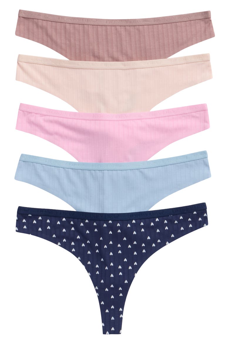 Emilia 5-Pack Thongs, Main, color, PINK MULTI