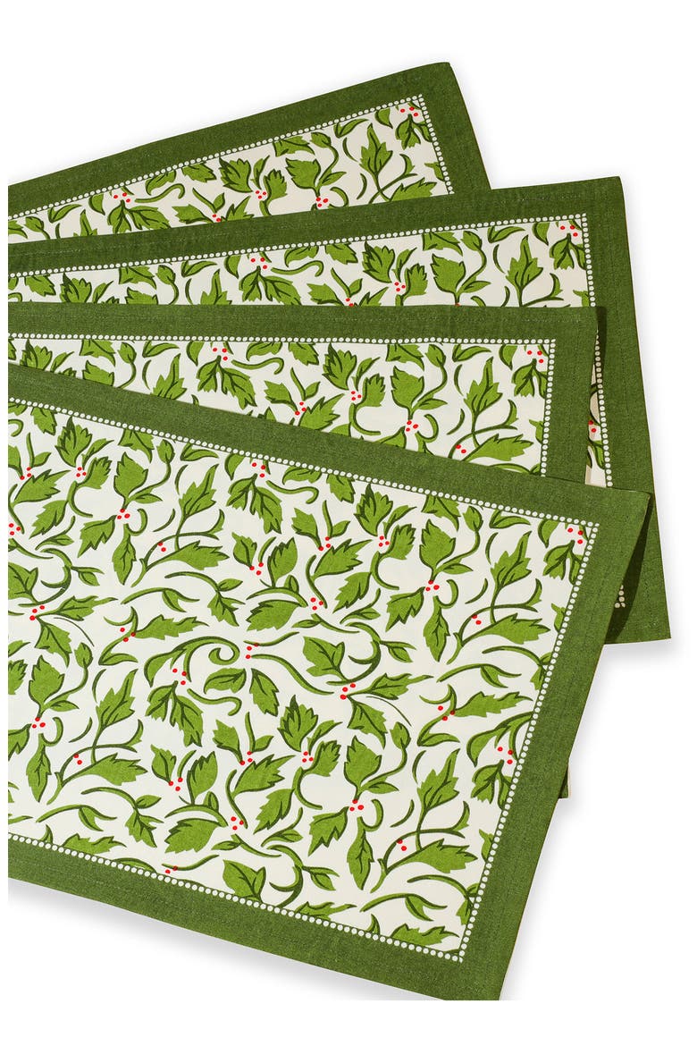 Scarlet Set of 4 Placemats, Alternate, color, GREEN