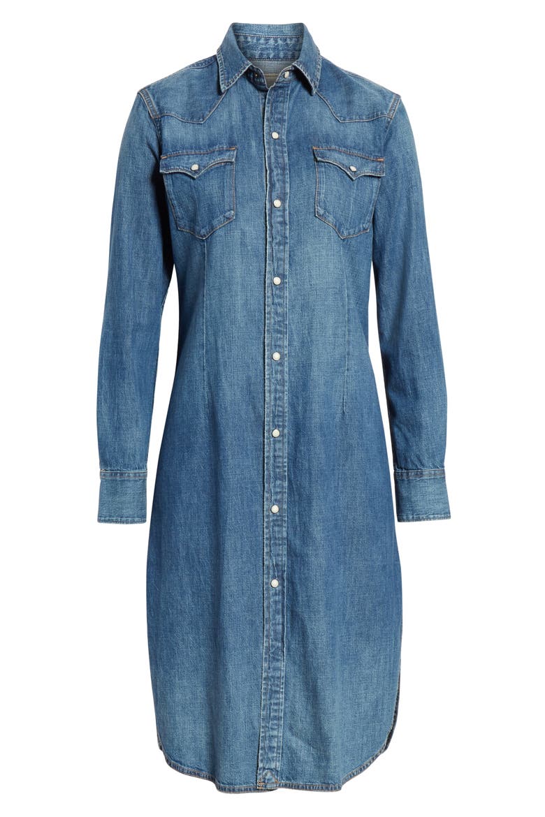 Denim Shirtdress, Alternate, color, LIGHT INDIGO