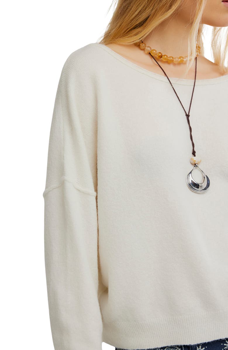 Free People See Me Bateau Neck Sweater, Alternate, color, White Combo