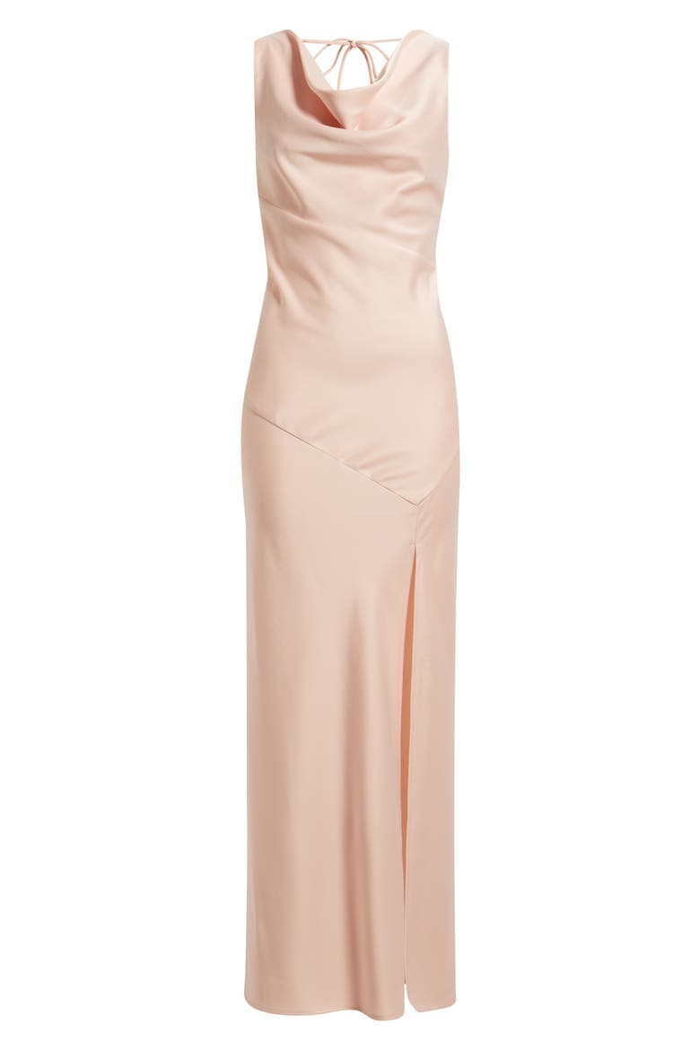 Lea Cowl Neck Satin Gown, Alternate, color, BLUSH