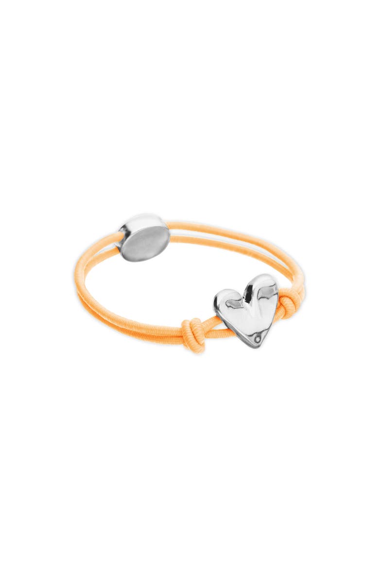Elastic Thread Bracelet with Sterling Silver Plated Heart, Alternate, color, Orange