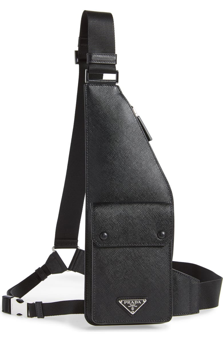 Prada Travel Saffiano Leather Crossbody Bag, Main, color,