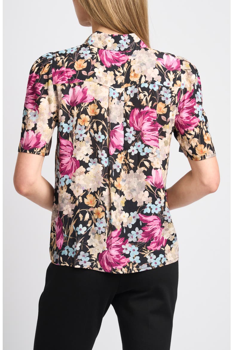 Puff Sleeve Floral Shirt, Alternate, color, RICH BLACK 060