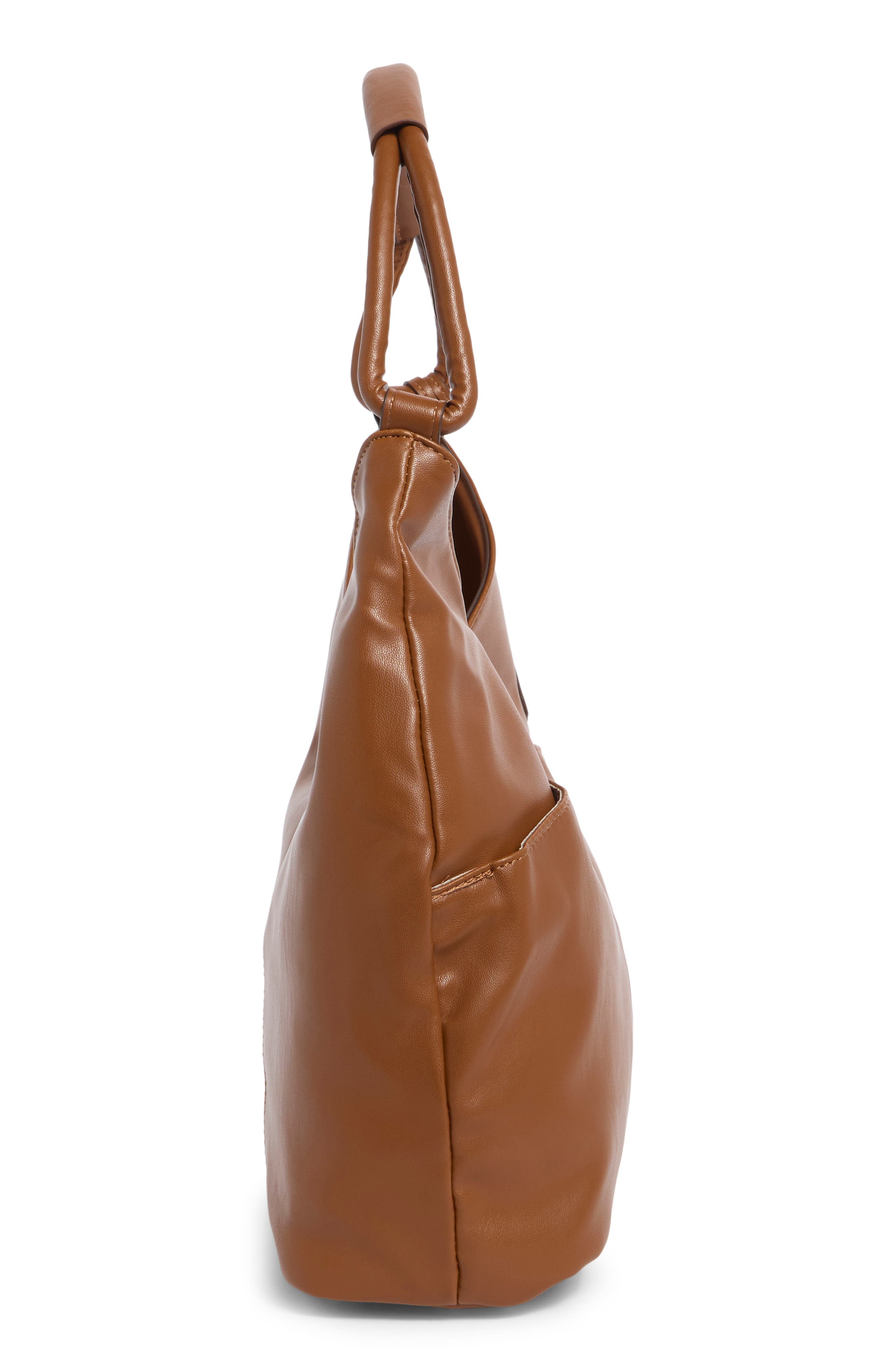 Origami Faux Leather Tote, Alternate, color, COGNAC