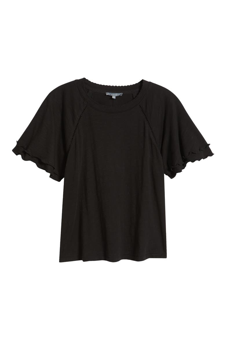 Flutter Sleeve Top, Alternate, color, BLACK
