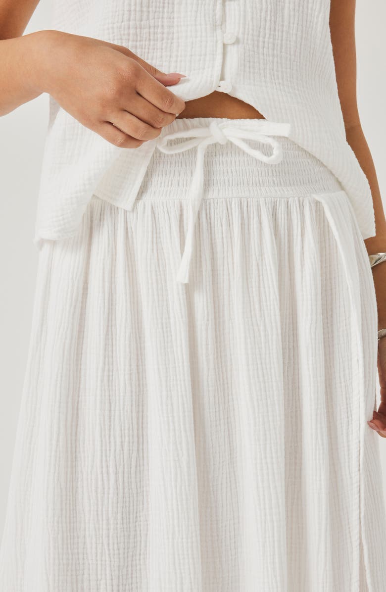 Splendid Ava Tie Waist Gauze Maxi Skirt, Alternate, color, White