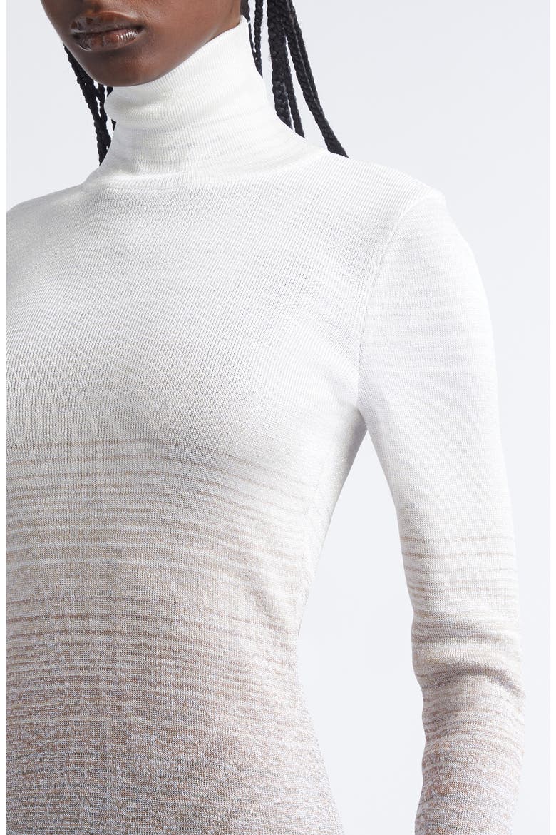 Ombré Stripe Long Sleeve Turtleneck Mini Sweater Dress, Alternate, color, MULTICOLOR YELLOW GREEN