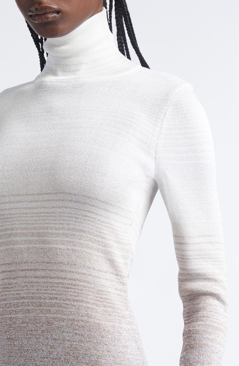 Missoni Ombré Stripe Long Sleeve Turtleneck Mini Sweater Dress, Alternate, color, Multicolor Yellow Green