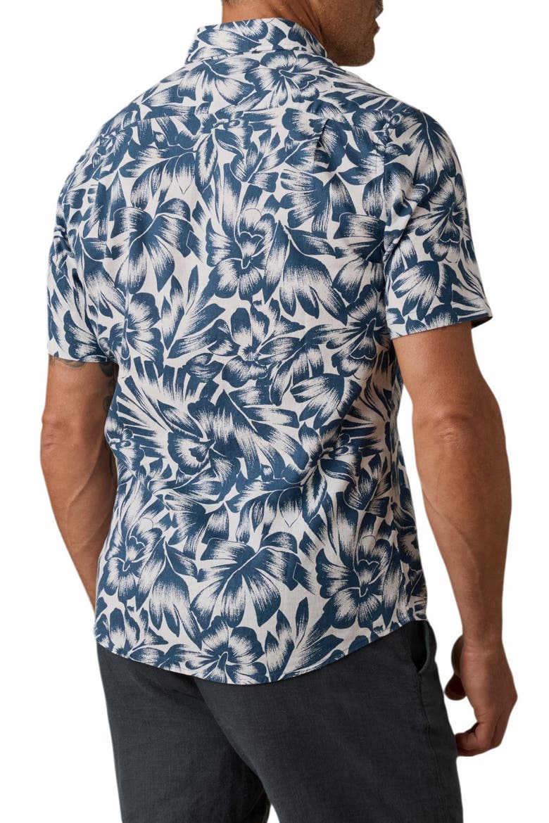 Breeze Short Sleeve Button-Down Shirt, Alternate, color, DARK SKY TROPICAL