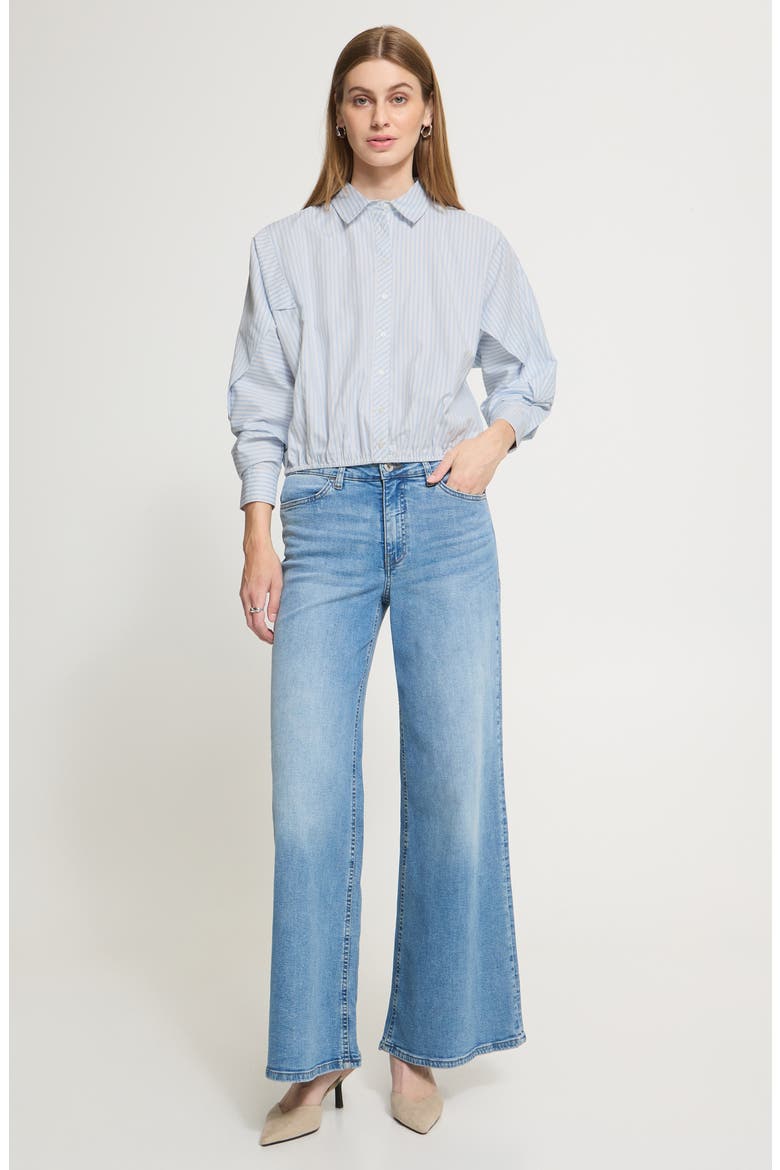 Ihjadeline Striped Button-Up Shirt, Alternate, color, WHITE/CELESTIAL BLUE STRIPE