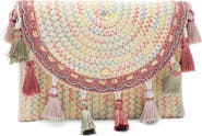 Adornia Tassel Raffia Convertible Clutch