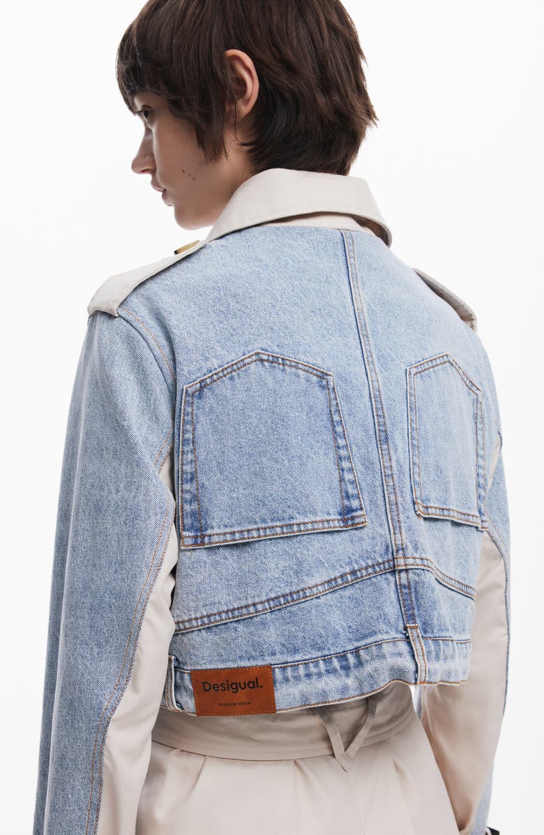 Desigual Mixed Media Trench Coat, Alternate, color, 