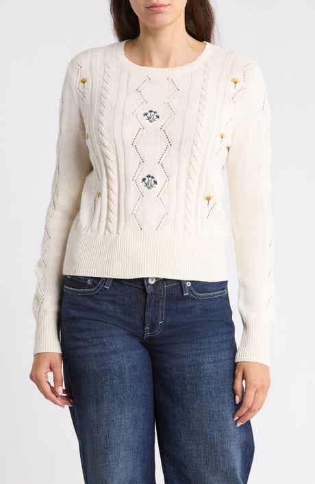 Embroidered Cable Sweater