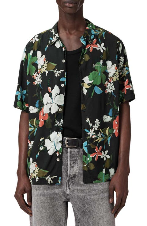 Koh Chang Floral Short Sleeve Cotton Button-Up Shirt