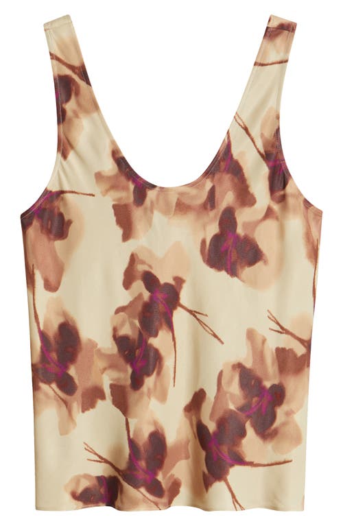 Nordstrom Satin Scoop Neck Tank In Yellow- Tan Dancing Poppy