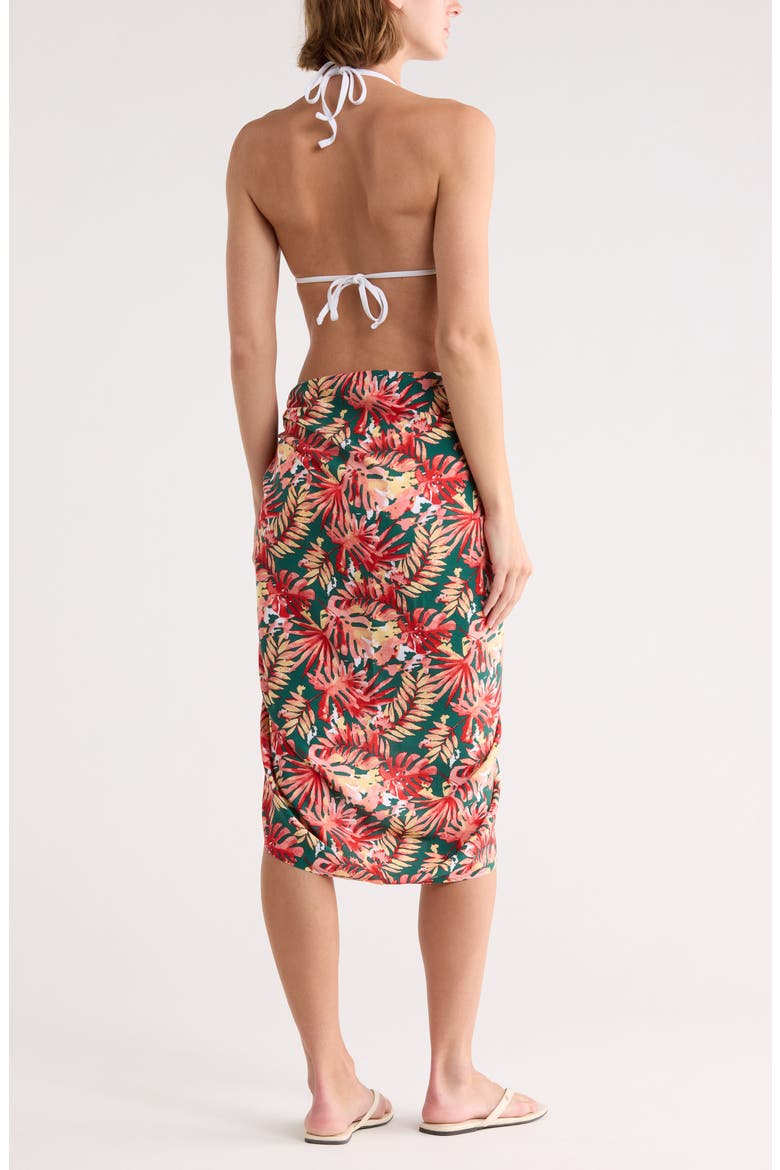 Printed Pareo, Alternate, color, GREEN CORAL PALM MULTI