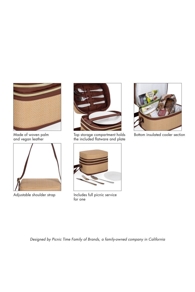 Margot Insulated Lunch Tote Bag with Utensils, Alternate, color, Beige with Brown Accents