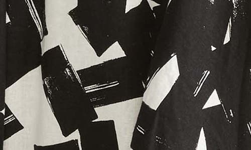 Universal Standard Sunshower Abstract Print Linen Blend Midi Dress In Black