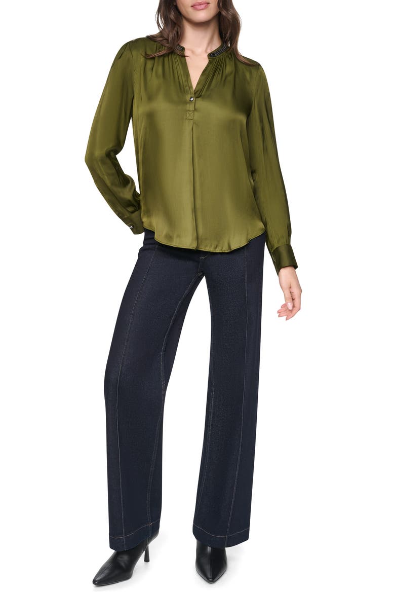 Park Satin Top, Alternate, color, DARK OLIVE