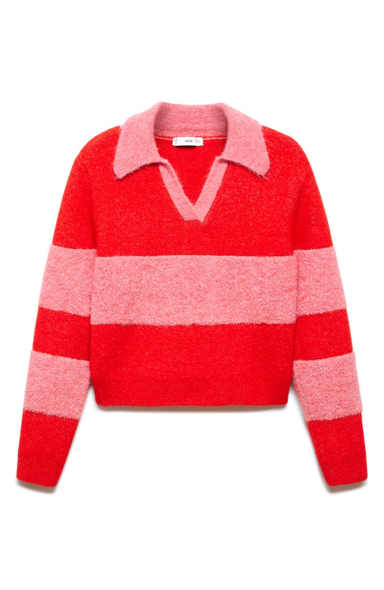 MANGO Contrast Stripe Polo Sweater, Alternate, color,