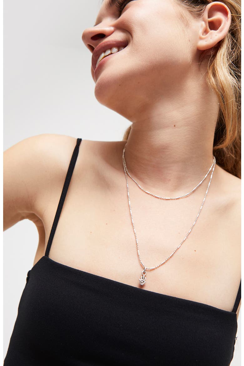 Silver Charm with the Fatima's Hand, Alternate, color, Silver