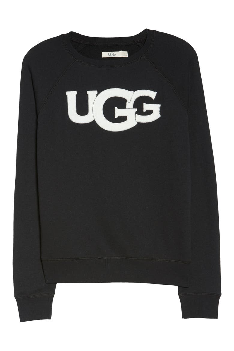 Fuzzy Logo Sweatshirt, Alternate, color, BLACK