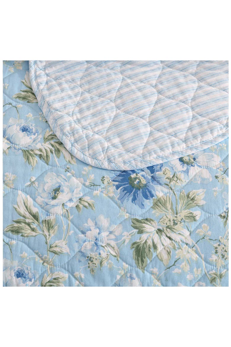 Peony Garden Cotton Quilt & Sham 3-Piece Set, Alternate, color, LIGHT BLUE/ GREEN
