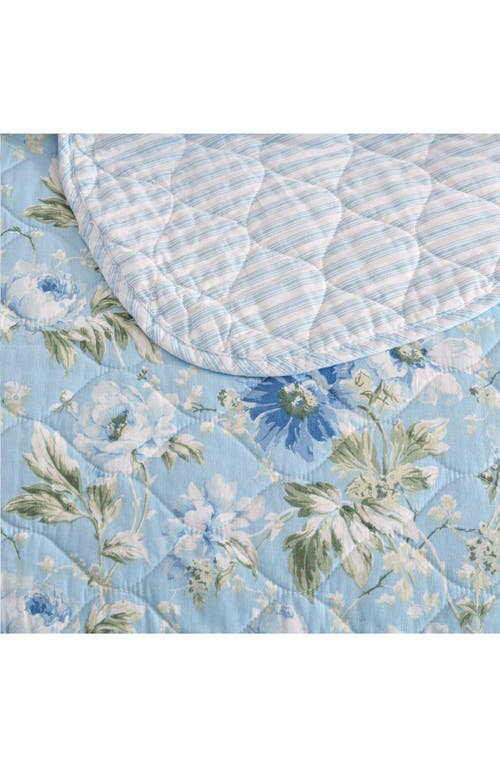 Laura Ashley Peony Garden Quilt & Sham 3-piece Set In Light Blue/green
