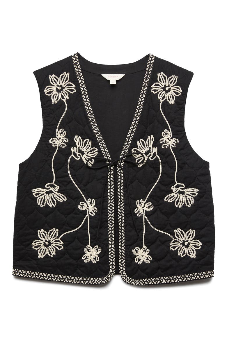 Embroidered Cotton Vest, Main, color, BLACK/ MULTI