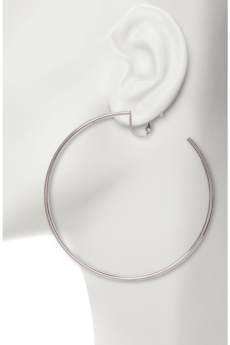 Clip Hoop Earrings, Alternate, color, RHODIUM