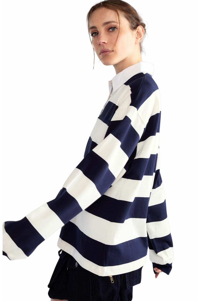 Ardie Striped Rugby Shirt, Alternate, color, Navy White