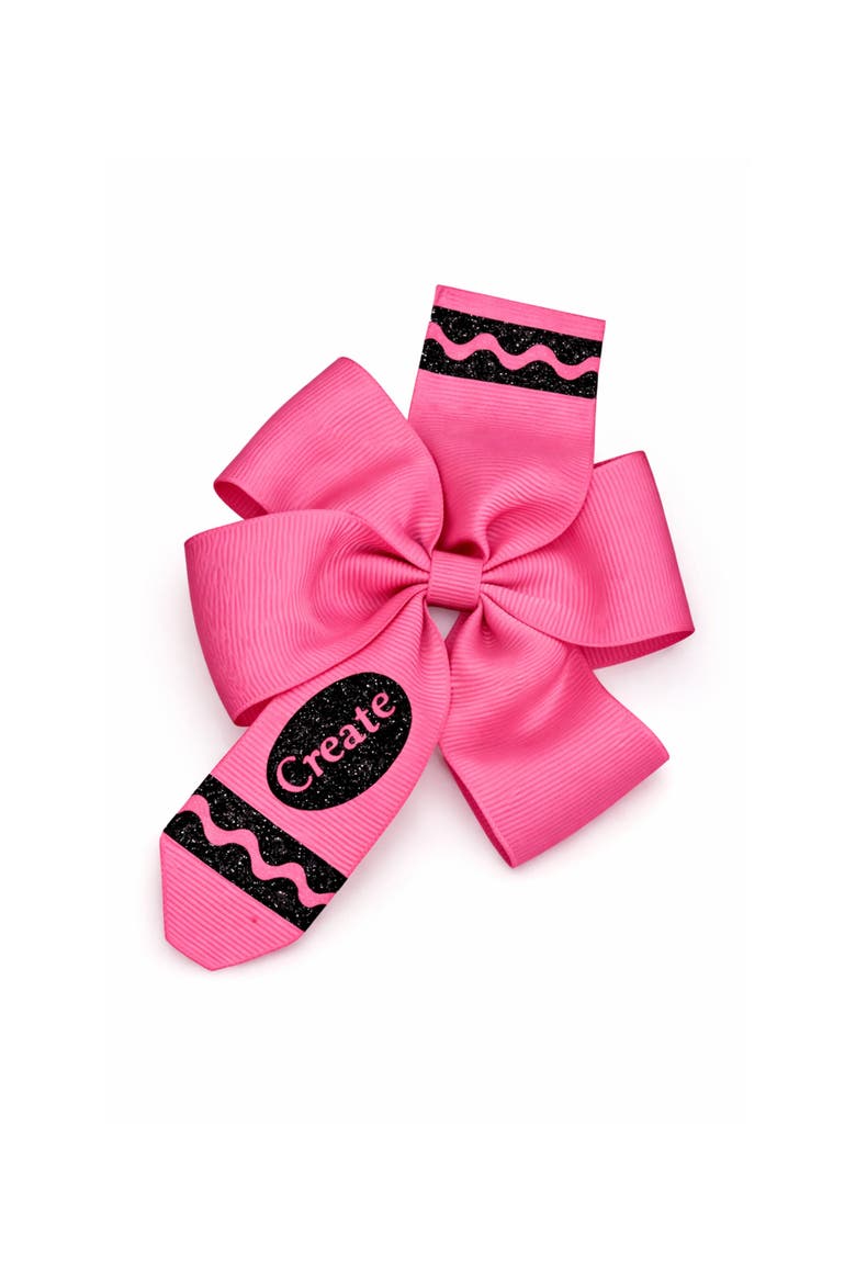 Crayon Back-to-School Hair Bow, Main, color, Pink