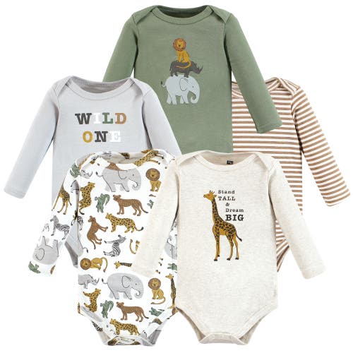 Hudson Baby Cotton Long-sleeve Bodysuits 5-pack In Multi