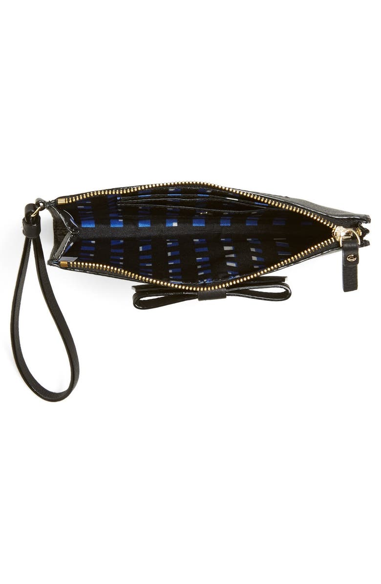 Kate Spade New York 'north court - bow leyna' pebbled leather wristlet clutch, Alternate, color, 