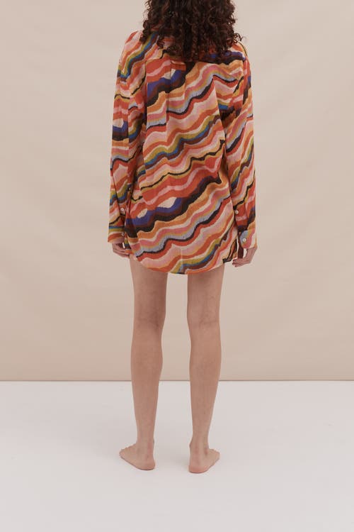 Desmond & Dempsey Lounge Shirt & Easy Short In Multi