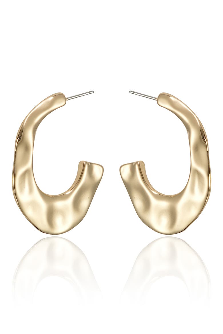 Medium Hammered Hoop Earrings, Alternate, color, GOLD