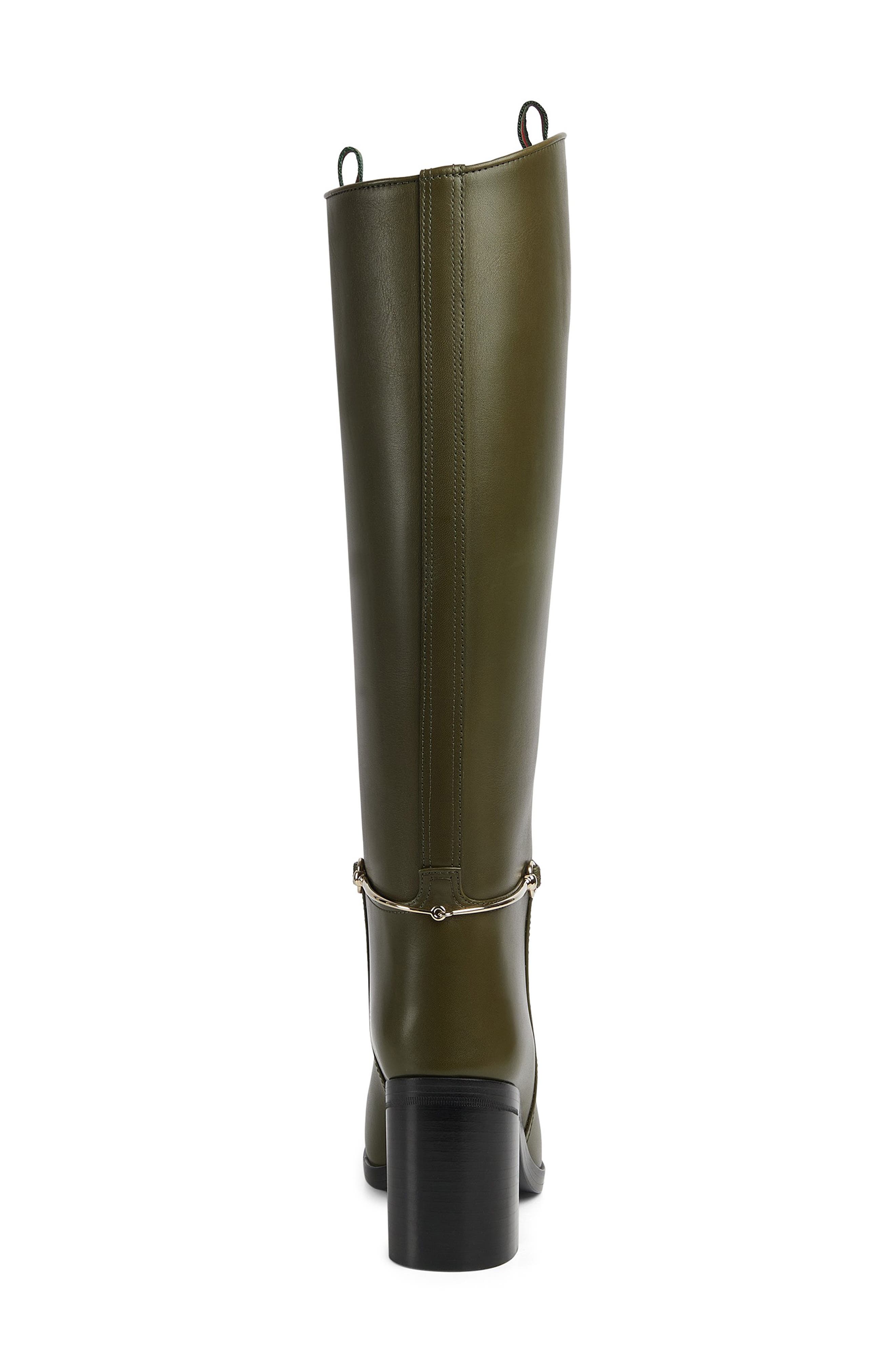 Gucci Horsebit Knee High Boot, Alternate, color, Dark Green