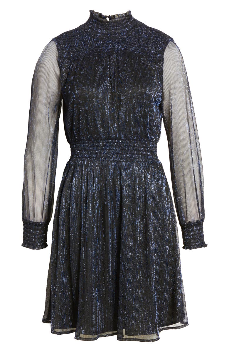 Sam Edelman Metallic Long Sleeve Cocktail Dress, Alternate, color, 