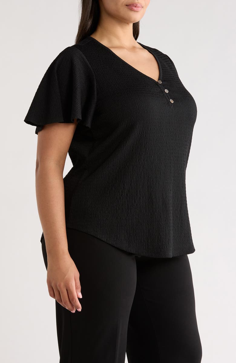 AK ANNE KLEIN Flutter Sleeve V-Neck T-Shirt, Alternate, color, Anne Black