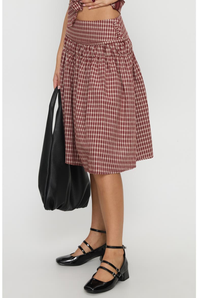 Alixandra Check Print Midi Skirt, Alternate, color, RED CHECK