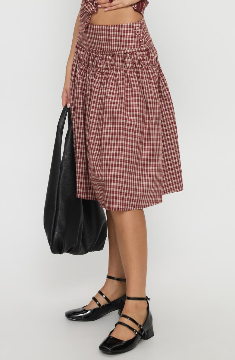 Princess Polly Alixandra Check Print Midi Skirt, Alternate, color, Red Check