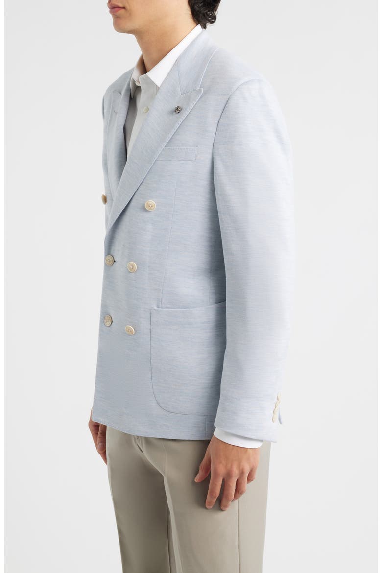Hall COMFORTWEAR™ Light Blue Mélange Knit Wool Double Breasted Blazer, Alternate, color, LIGHT BLUE